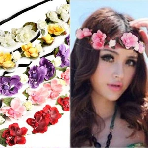 Flower Crown Hairband Roses Hair Accessory Festival Headband Hippie NEW - Picture 1 of 16
