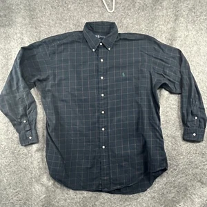 Ralph Lauren Mens Shirt Large Green Plaid Long Sleeve Pony Cotton - Picture 1 of 14