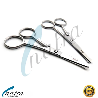 2x Bartschere Ohrenhaarschere Nasenhaarschere Haar Schere Mikroverzahnt 10 cm - Bild 1 von 4