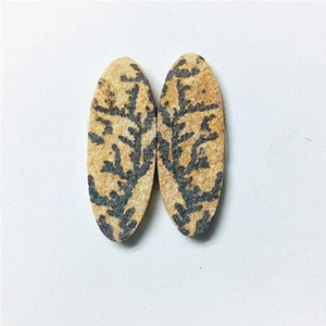Psilomelane Dendrite Pair Natural Cabochon LooseGemstone Earring 31 Ct. ME-11492 - Picture 1 of 3