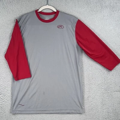Rawlings 3/4 рукав бейсбольная рубашка мужская маленький серый/красный Pro-Dri полиэстер - Изображение 1 из 4