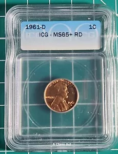 1961 D Lincoln Cent ICG MS65+ RD. Our T5491 - Picture 1 of 4