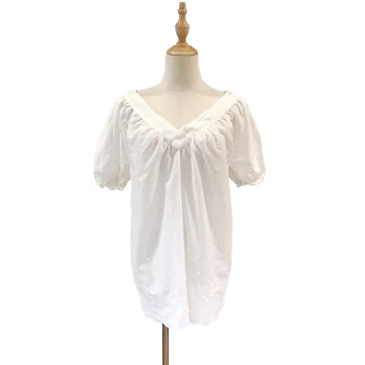 Top Joie Blanco Algodón Bordado Cuello en V Espalda Mínimo Verano  Foto 1 de 4