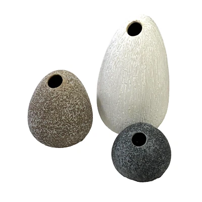 3 jarrones de resina exhibiciones de flores aspecto de piedra trío hormigón arcilla cemento decoración del hogar Foto 1 de 4