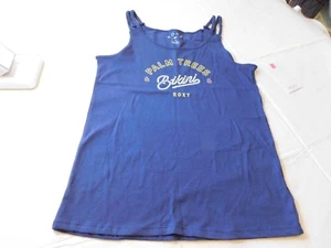 Roxy Girls Tank Top braided straps Uphill Ride Palm Tree BREO Navy size 10 NWT*^ - Picture 1 of 3