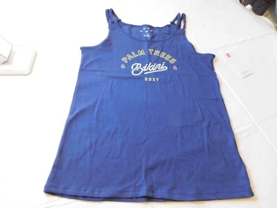 Roxy Girls Tank Top braided straps Uphill Ride Palm Tree BREO Navy size 10 NWT*^ - Image 1 of 3