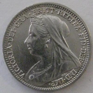 Great Britain 3 Pence 1901 BU  Queen Victoria cleaned  #106 - Picture 1 of 2