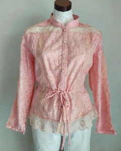Women's Pink Floral Lace Top. SENRERA AUSTRALIA. - Picture 1 of 8