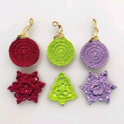 Juego de 6 adornos de ganchillo de copo de nieve de lujo de Navidad hechos a mano Foto 1 de 4