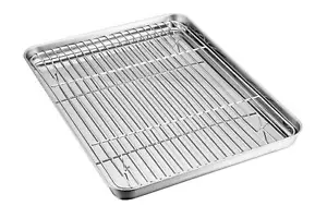 TeamFar Baking Sheet with Rack Set Stainless Steel Baking Pan Tray Cookie She... - Picture 1 of 7