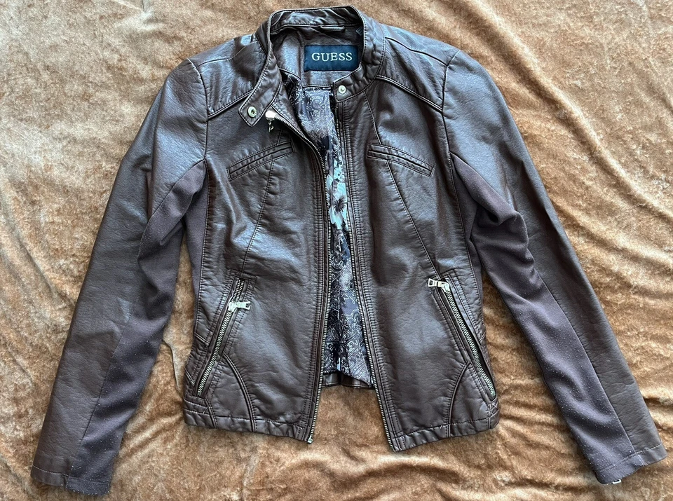 Guess Women’s Leather Brown Jacket Size Small - Image 1 of 4