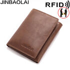 Men Wallet Women Wallets Leather RFID Blocking Triple Fold Credit Card Holder