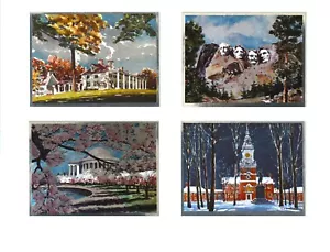 PHIL AUSTIN - Vintage Portfolio of Famous American Shrines- Set of 4 Foil Prints - Picture 1 of 6