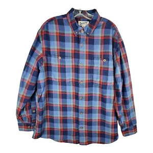 Duluth Shirt Men L Blue Red Plaid Flannel Relaxed Fit Casual Outdoor Hiking Gorp - Picture 1 of 10