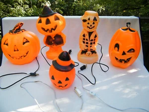 De colección 5 moldes de soplado de caramelo calabaza Jack-O-Lantern de Halloween 4 luces - Imagen 1 de 17