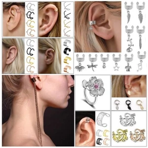 Cuff Earring - Cartilage Helix Top Upper Ear Ring - Fake Clip-On - Non Pierced - Picture 1 of 17