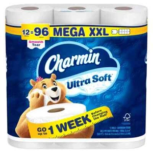 Charmin Ultra Soft Septic-Safe Toilet Paper Mega XXL 12 Count - Picture 1 of 4