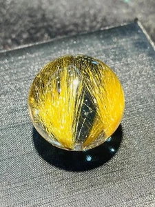 30mm Top Natural golden rutilated quartz Ball Healing Crystal Reiki Sphere gift - Picture 1 of 9