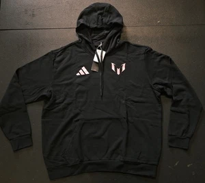 Adidas Messi Logo Drawstring Hoodie Black And Available For You Now!!! - Picture 1 of 7