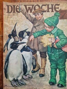 Cartel de título de arte de portada de 1928 Ernst Heilemann revista Art Deco para niños y pingüinos - Imagen 1 de 22