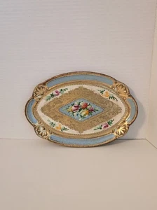 Vintage Gold Leaf Handmade Oval Plate Florence, Italy - Picture 1 of 7