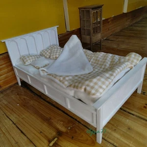 Dollhouse Miniatures 1/12 1/6 Accessories Scale Unfinished Double Bed Furniture - Picture 1 of 7