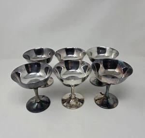 Antique De Uberti Italy Silver Plated Champagne Or Dessert Coupes Set Of Six - Picture 1 of 21