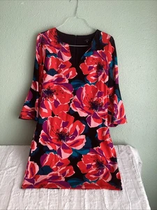 TRINA TURK Bell Sleeve Fairycore Tropical Dress Vibrant Stretch Resort Floral M - Bild 1 von 8