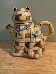 SAKURA "Plaid Kitty" Teapot Designed by Debbie Mumm Vintage - Picture 1 of 8