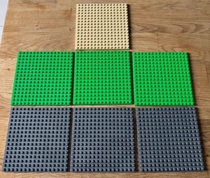 6x Lego Grundplatten 16x16 Noppen | 1x beige | 3x hellgrün | 3x dunkelgrau - Picture 1 of 1