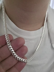 Neu Sterlingsilber 925 Miami Kubanische Gliederkette Halskette 6 mm 22" Zoll - Bild 1 von 11