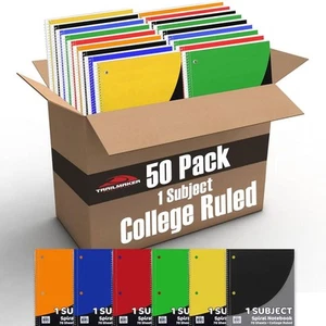 Bulk Notebooks 50 Pack - One Subject Notebooks College Ruled Bulk Notebooks f... - Picture 1 of 9