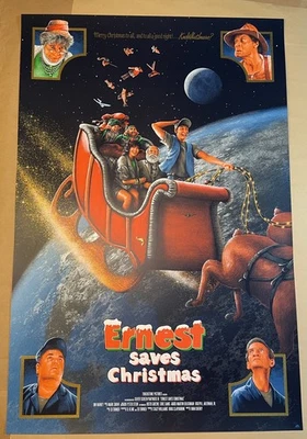 Ernest Saves Christmas Jim Varney Movie Print Poster Mondo Adam Rabalais #/35 - Image 1 of 4