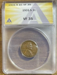 1931 S Lincoln Cent A Key DATE. ANACS VF 35. A great coin for anyone - Picture 1 of 4