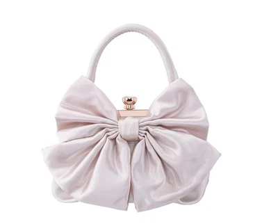 Bolso de noche NINA Sienna con asa superior satinada lazo delantero - Marfil Foto 1 de 4