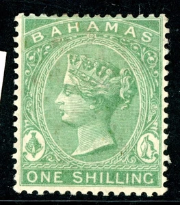Bahamas 1882 QV One Shilling Green Wmk CCA Perf 14 Scott #22 Mint I211 - Picture 1 of 6