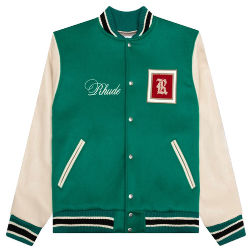 Giacca Letterman Rhude verde e panna Varsity
