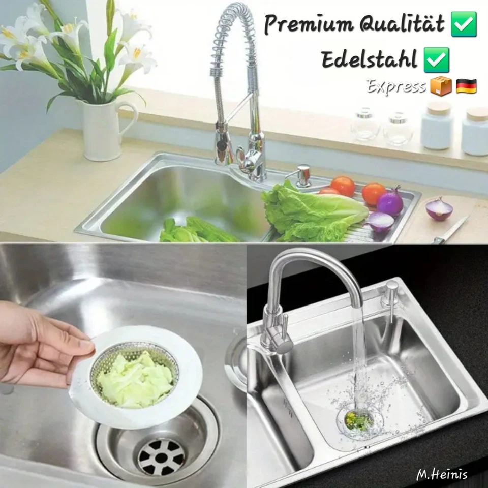 Abflusssieb Edelstahl Abfluss🌀Waschbecken Spülbecken Haarsieb Premium Qualität✅ - Bild 1 von 4