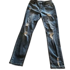 Fashion Nova Girls Jeans Size 11 Blue Stretch Distressed Style DG 7017 HD - Picture 1 of 20