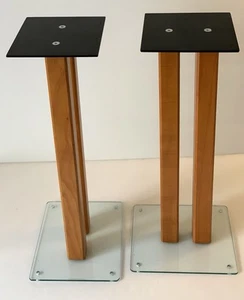 60 cm Custom Design SQ402 Speaker Stands + Spikes. Solid Wood Pillars. RRP £319 - Picture 1 of 5