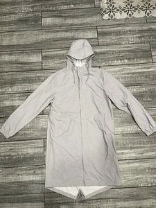 RAINS Fishtail Drawstring Hood Coated Unisex Parka Gray Size Medium - Picture 1 of 9