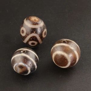 Schöne Himalaya Tibetische Dzi Perlen geätzter Achat mit Augenmotiven - Bild 1 von 8