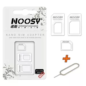 KIT 4in1 SCHEDA ADATTATORE NANO MICRO SIM NANOSIM CONVERTITORE CARD + ESTRATTORE - Foto 1 di 1