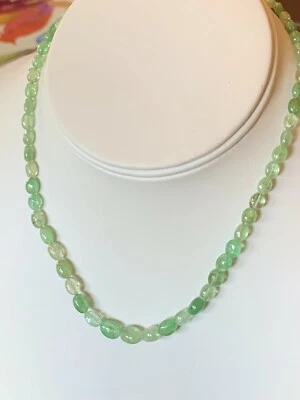 Collar hebra granate tsavorita verde menta 15" cuentas de plata de ley 4-8 mm  Foto 1 de 4