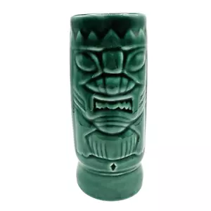 DW113 Grün Tiki Stil Groß Becher Tasse Zweiseitig Keramik Hergestellt in China 6,5" Hoch - Bild 1 von 6
