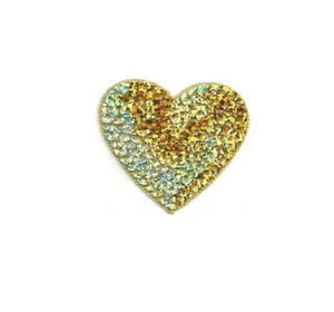 Heart - Valentines - Love - Gold Sequin Iron On Applique Patch - Crafts - Picture 1 of 2