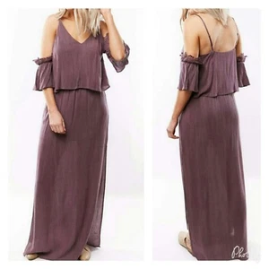 NWT Women's Tiered Maxi Boho Spring Easter Lace Detail Wedding Dress - Purple - Picture 1 of 5