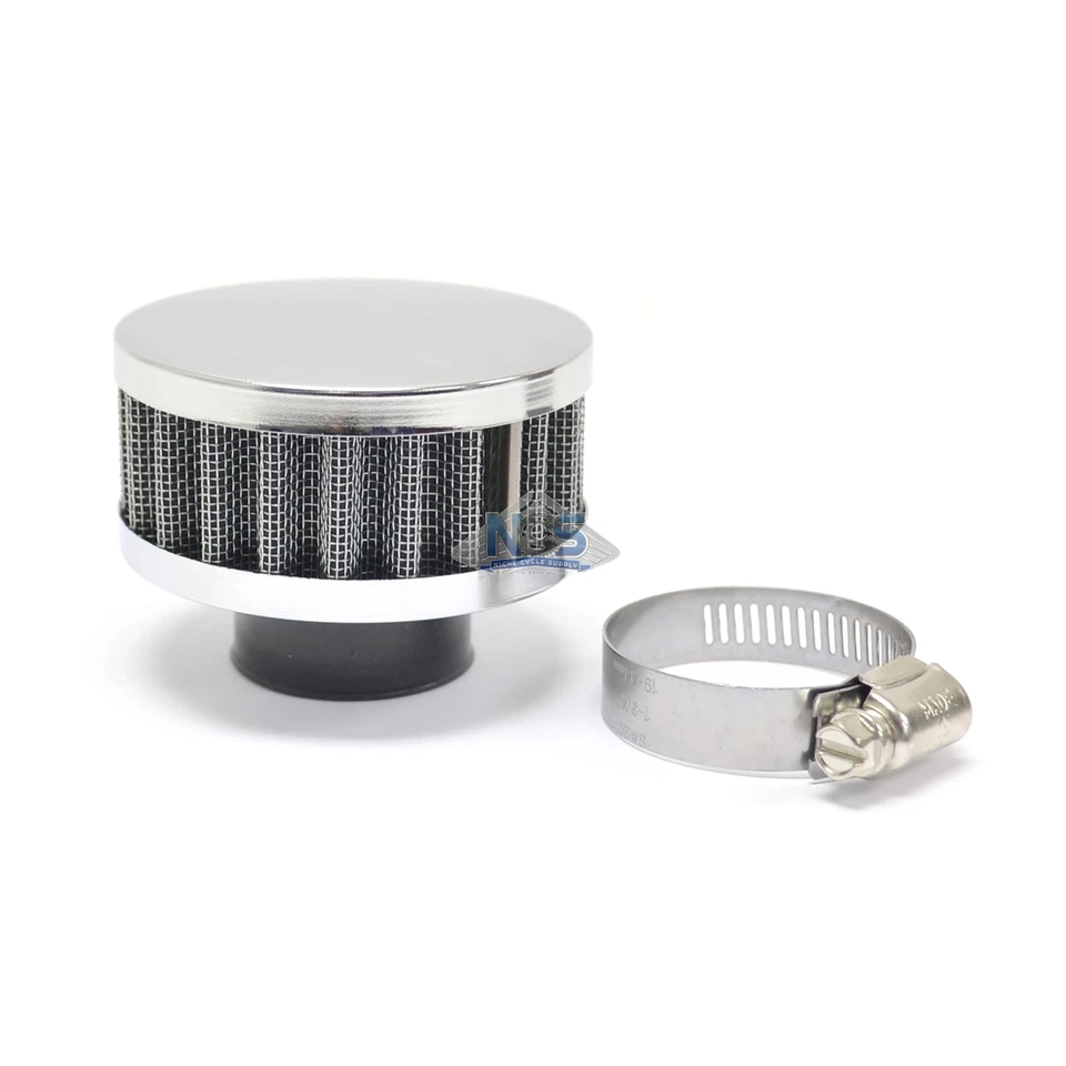 Universal M2 Chrome End Cap Round Air Filter Pods w Clamp - Image 1 of 1