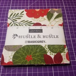 Hustle & Bustle for Moda Christmas Quilt Fabric 5" Squares Charm Pack, 42 pcs - Picture 1 of 2