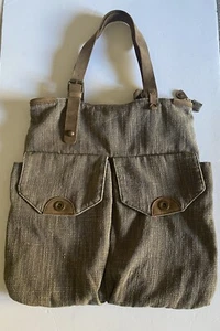 CHALA Shoulder Satchel Tote Bag Brown Leather Trim 2 Large Front Pockets ~Zipper - Picture 1 of 9